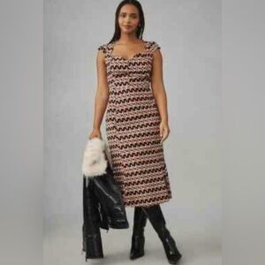 NWT ANTHROPOLOGIE The Cecily Fit & Flare Sweetheart Dress Size 2X Chevron print